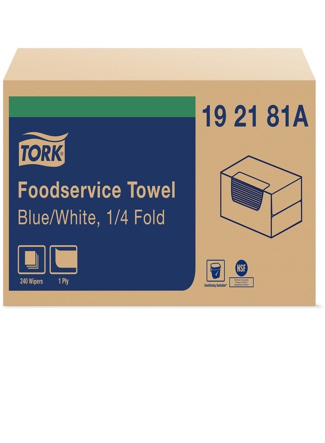 Tork Foodservice Cleaning Towel Blue/White Self Dispensing, 1/4 Folded, 1 x 240 Cloths, 192181A - Image 1